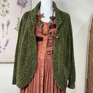 Y2k Chenille Cardigan Sweater Forest Dark Fairy Grunge Whimsigoth Goblincore L